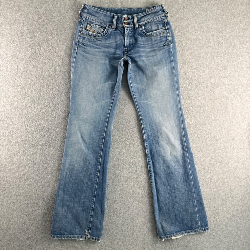 Diesel Ronhar Womens Jeans 29x32 Blue Low Rise Bootcut Distressed Wash 008AT - Picture 2 of 14